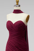 Load image into Gallery viewer, Brown Strapless Pleated Neck Scarf Tight Short Homecoming Dress