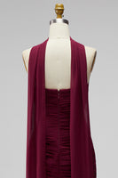Load image into Gallery viewer, Brown Strapless Pleated Neck Scarf Tight Short Homecoming Dress