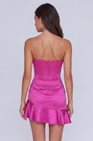 Load image into Gallery viewer, Fuchsia Beaded Corset Strapless Ruffled Tight Short Homecoming Dress