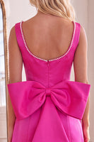 Load image into Gallery viewer, Fuchsia Boat Neck Short Ruffled Homecoming Dress with Pearls