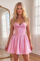 Load image into Gallery viewer, Pink Corset Sweetheart A Line Short Homecoming Dress
