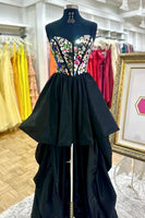 Load image into Gallery viewer, Sparkly Black A Line Spaghetti Straps Mirror Short Homecoming Dress