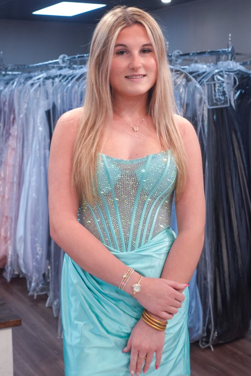 Load image into Gallery viewer, Sparkly Mint Corset Tight Short Homecoming Dress with Beading