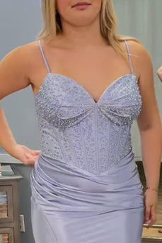 Sparkly Grey Purple Corset Beaded Short Homecoming Dress