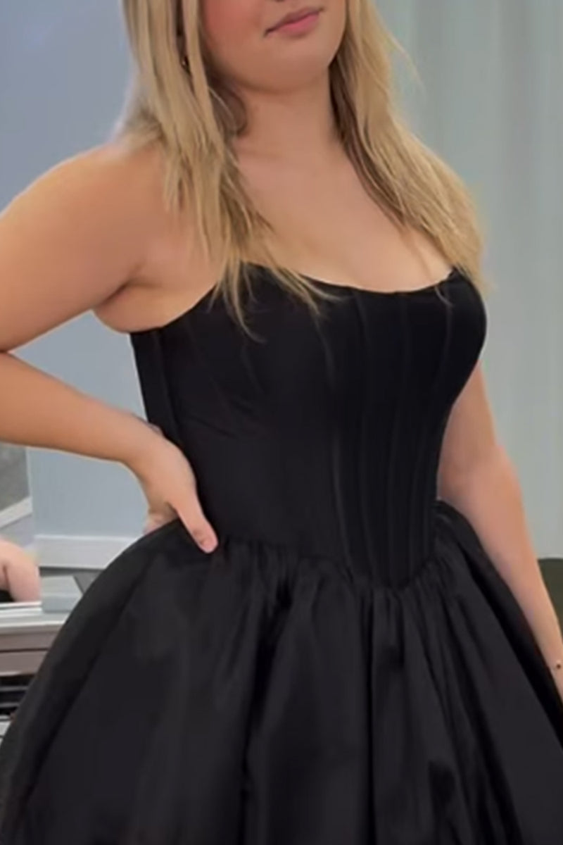 Load image into Gallery viewer, Black Corset A Line Strapless Short Homecoming Dress