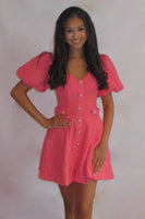 Load image into Gallery viewer, Coral Tweed V-Neck A Line Short Homecoming Dress