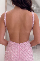 Load image into Gallery viewer, Sparkly Pink Tight Short Cut Out Homecoming Dress with Pearls