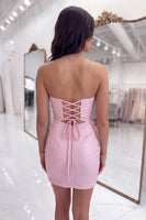 Load image into Gallery viewer, Sparkly Black Cut Out Beaded Strapless Short Homecoming Dress