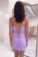 Load image into Gallery viewer, Sparkly Black Cut Out Beaded Strapless Short Homecoming Dress