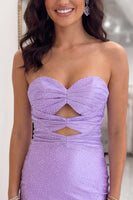 Load image into Gallery viewer, Sparkly Black Cut Out Beaded Strapless Short Homecoming Dress