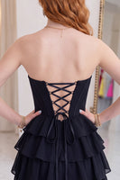 Load image into Gallery viewer, Corset Black Sweetheart Short Ruffled A Line Homecoming Dress