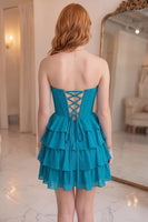 Load image into Gallery viewer, Corset Black Sweetheart Short Ruffled A Line Homecoming Dress