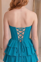 Load image into Gallery viewer, Corset Black Sweetheart Short Ruffled A Line Homecoming Dress