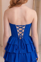 Load image into Gallery viewer, Corset Black Sweetheart Short Ruffled A Line Homecoming Dress