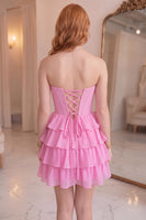 Load image into Gallery viewer, Corset Black Sweetheart Short Ruffled A Line Homecoming Dress