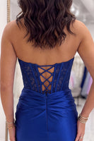 Load image into Gallery viewer, Sparkly Dark Blue Floral Corset Short Tight Homecoming Dress with Lace