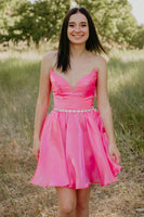 Load image into Gallery viewer, Fuchsia A-Line Sweetheart Short Homecoming Dress with Beading