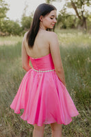 Load image into Gallery viewer, Fuchsia A-Line Sweetheart Short Homecoming Dress with Beading