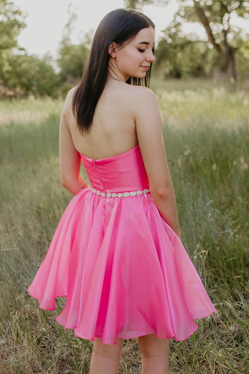 Load image into Gallery viewer, Fuchsia A-Line Sweetheart Short Homecoming Dress with Beading