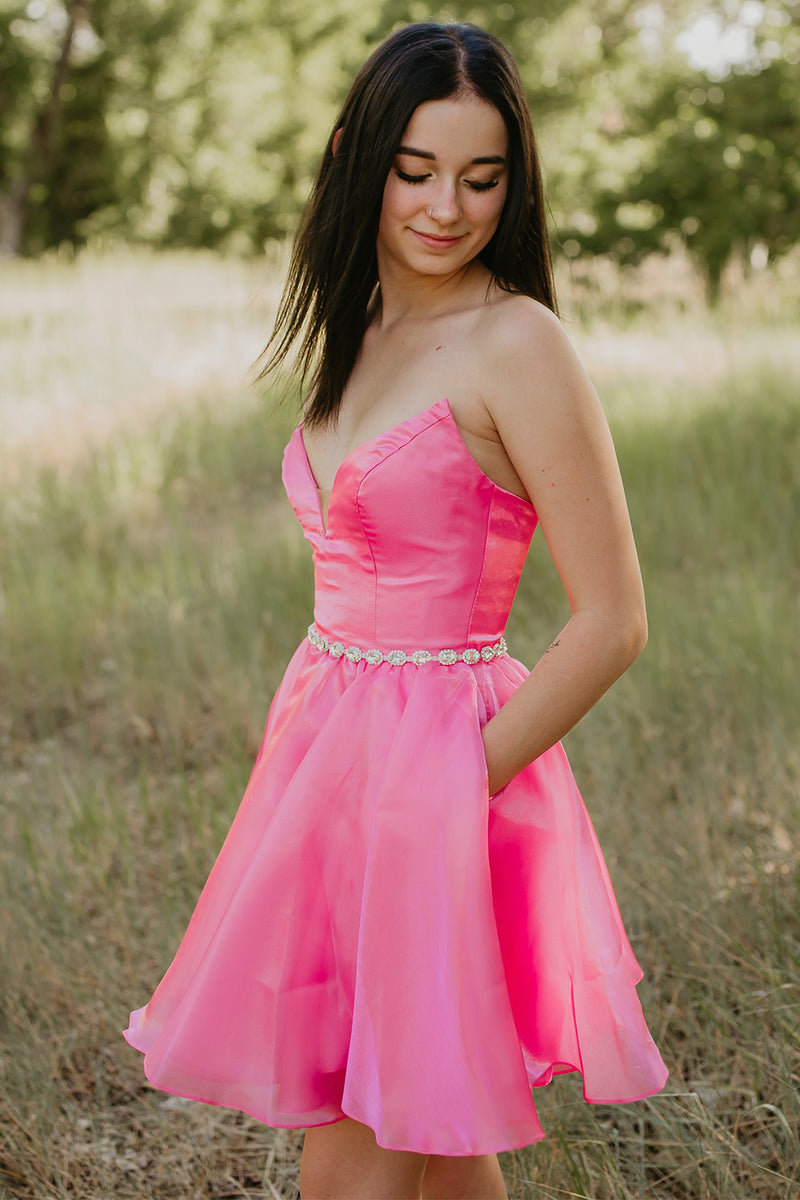 Load image into Gallery viewer, Fuchsia A-Line Sweetheart Short Homecoming Dress with Beading