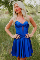 Load image into Gallery viewer, Royal Blue Corset Sweetheart Ruched Short Homecoming Dress