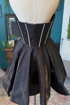 Black Corset Sweetheart Short Homecoming Dress with Rhinestones