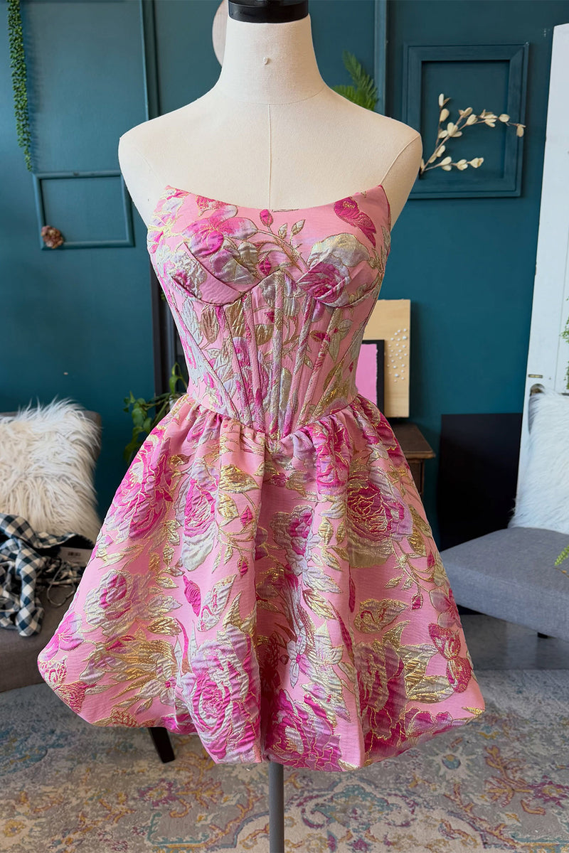 Load image into Gallery viewer, Blush Corset Floral A-Line Short Homecoming Dress