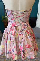 Load image into Gallery viewer, Pink Strapless A-Line Floral Short Homecoming Dress with Bow