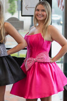 Load image into Gallery viewer, Black Corset Strapless Short Homecoming Dress with Bow