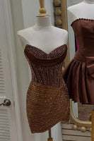 Load image into Gallery viewer, Navy Corset Bodycon Sweetheart Short Homecoming Dress with Beading