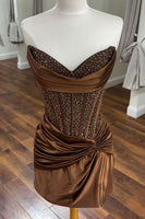 Load image into Gallery viewer, Green Corset Sweetheart Ruched Short Homecoming Dress with Beading