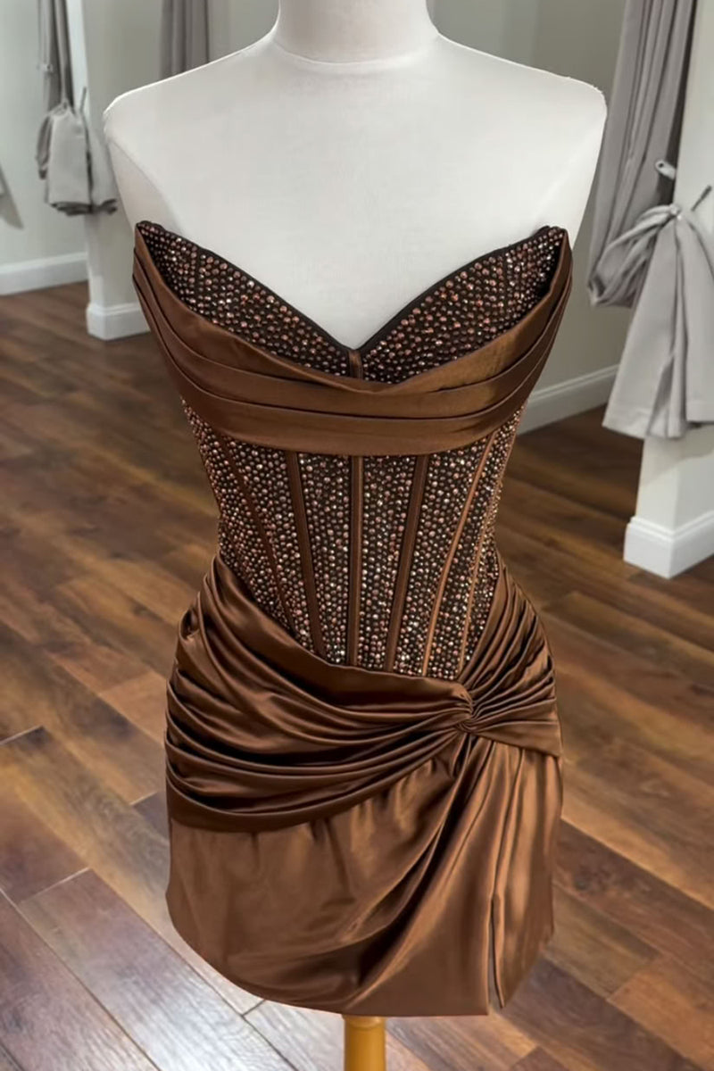 Load image into Gallery viewer, Green Corset Sweetheart Ruched Short Homecoming Dress with Beading