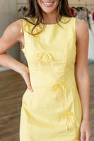 Load image into Gallery viewer, Light Yellow Tight Round Neck Short Homecoming Dress with Bow