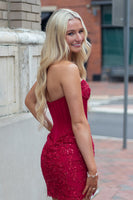 Load image into Gallery viewer, Black Corset Strapless Short Homecoming Dress with Lace