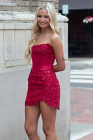 Load image into Gallery viewer, Black Corset Strapless Short Homecoming Dress with Lace
