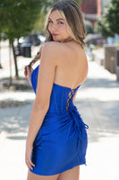 Load image into Gallery viewer, Royal Blue Corset Bodycon Strapless Ruched Short Homecoming Dress