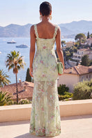 Load image into Gallery viewer, Sparkly Green Floral Sequin Maxi Formal Dress