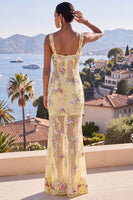 Load image into Gallery viewer, Sparkly Green Floral Sequin Maxi Formal Dress