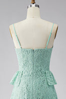 Load image into Gallery viewer, Mint Floral A Line Spaghetti Straps Maxi Formal Dress with Ruffles