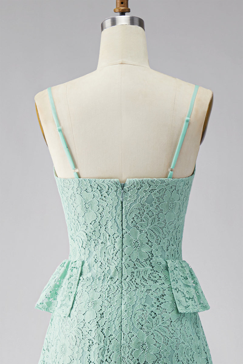 Load image into Gallery viewer, Mint Floral A Line Spaghetti Straps Maxi Formal Dress with Ruffles
