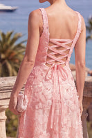 Load image into Gallery viewer, Green Beaded A Line Square Neck Floral Maxi Formal Dress