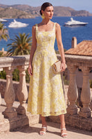 Load image into Gallery viewer, Green Beaded A Line Square Neck Floral Maxi Formal Dress