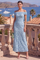 Load image into Gallery viewer, Sage Green Beaded A Line Floral Off the Shoulder Maxi Formal Dress