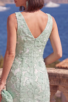 Load image into Gallery viewer, Sage Green Floral Beaded Mermaid V-Neck Maxi Formal Dress