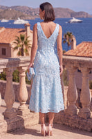 Load image into Gallery viewer, Sage Green Floral Beaded Mermaid V-Neck Maxi Formal Dress
