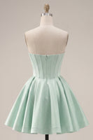 Load image into Gallery viewer, Mint A Line Strapless Corset Short Homecoming Dress