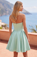 Load image into Gallery viewer, Mint A Line Strapless Corset Short Homecoming Dress