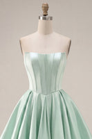 Load image into Gallery viewer, Mint A Line Strapless Corset Short Homecoming Dress