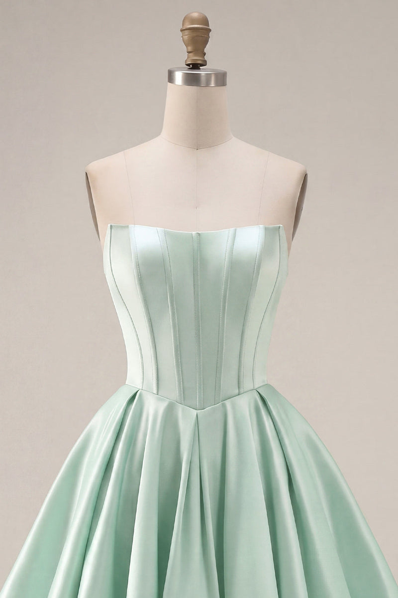 Load image into Gallery viewer, Mint A Line Strapless Corset Short Homecoming Dress