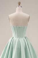 Load image into Gallery viewer, Mint A Line Strapless Corset Short Homecoming Dress